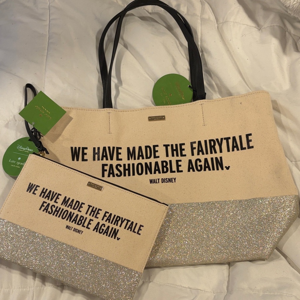 Disney Cream and Glitter Kate Spade Tote Bag Set